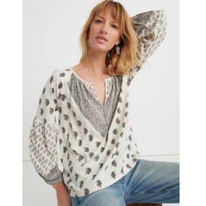 LUCKY BRAND Printed Boho Peasant Top